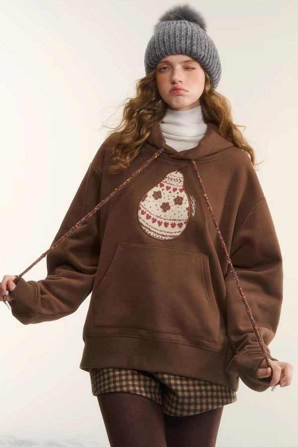 Brushed Fair Isle Hooded Top