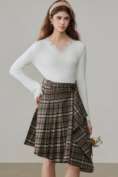 Ruffled Design Retro Plaid Skirt