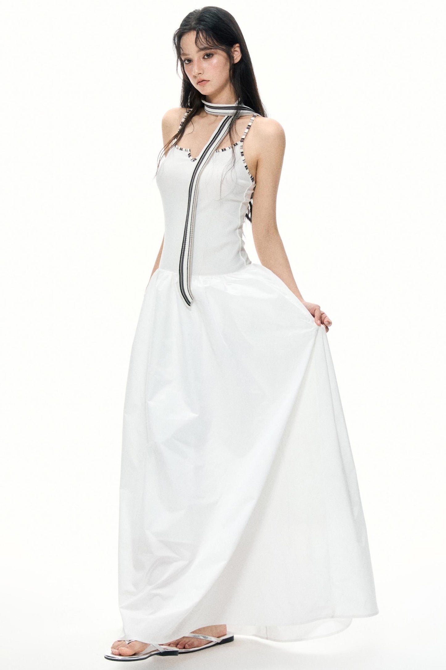 Summer White Halter Maxi Dress