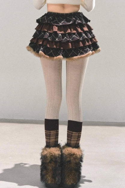 Maillard Poetry Plaid Skirt