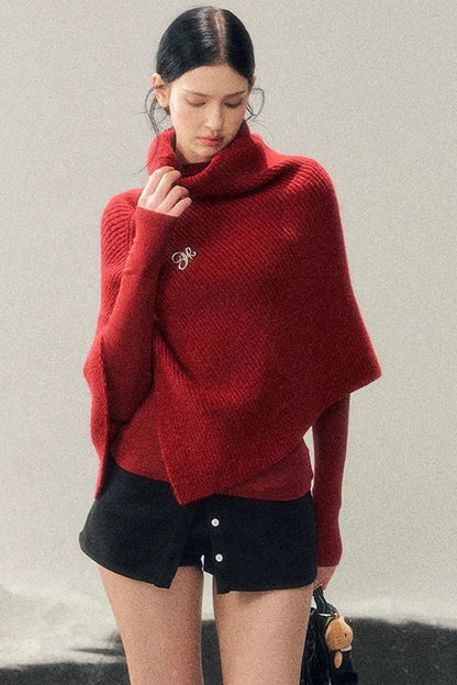 Maple Leaf Knit Sweater Cape Set-Up