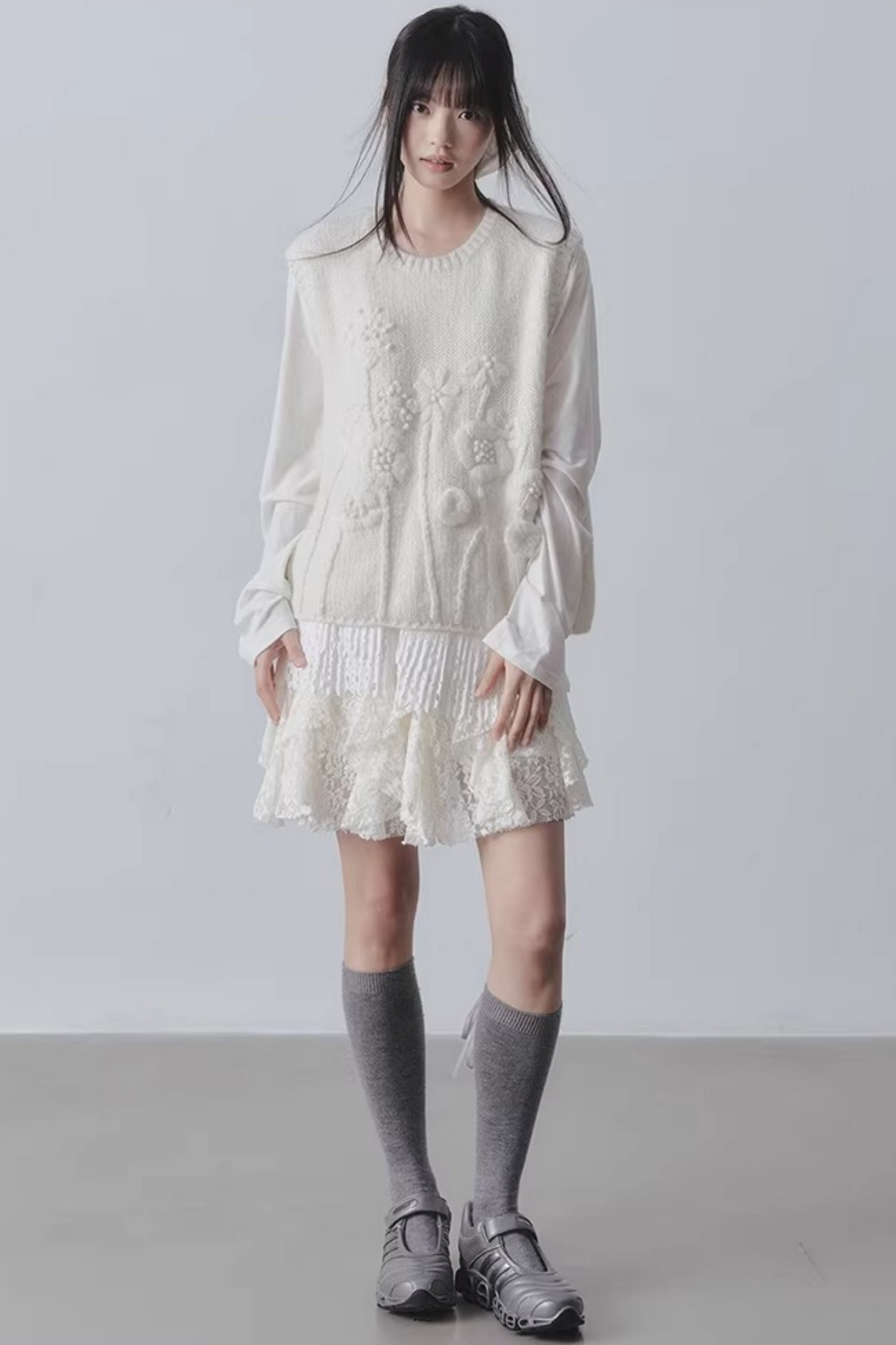 Lace Velvet High-Waisted Skirt