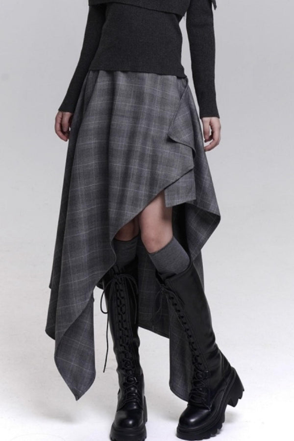 Stunning Gray Plaid Skirt