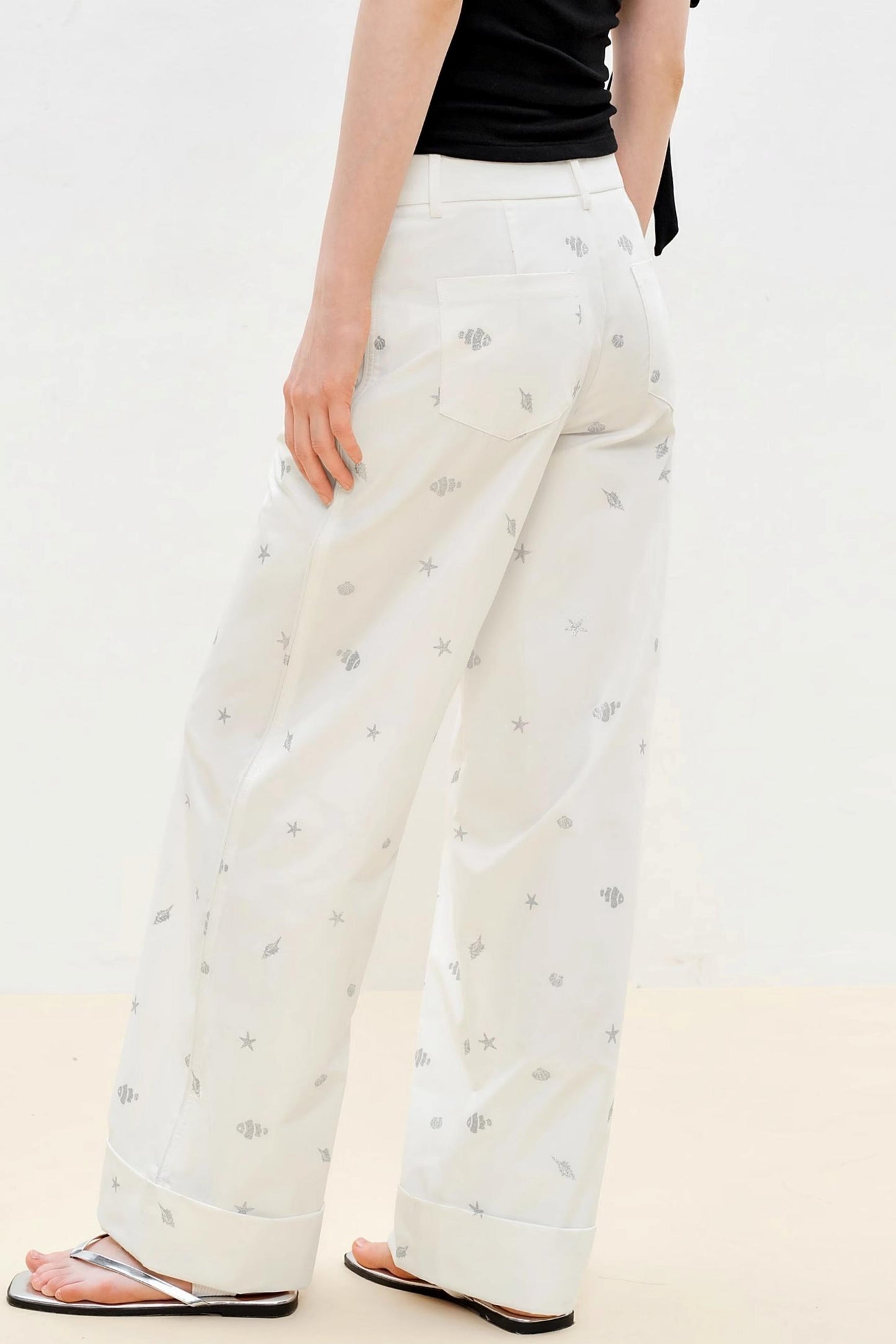 White Summer High-Waisted Straight Jeans