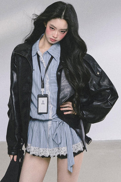 French Lace Stripe Shirt Set-Up