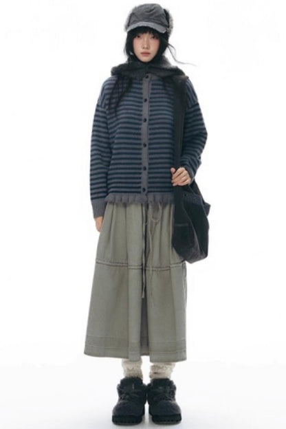 Knit Button Neck Snood Style Hat