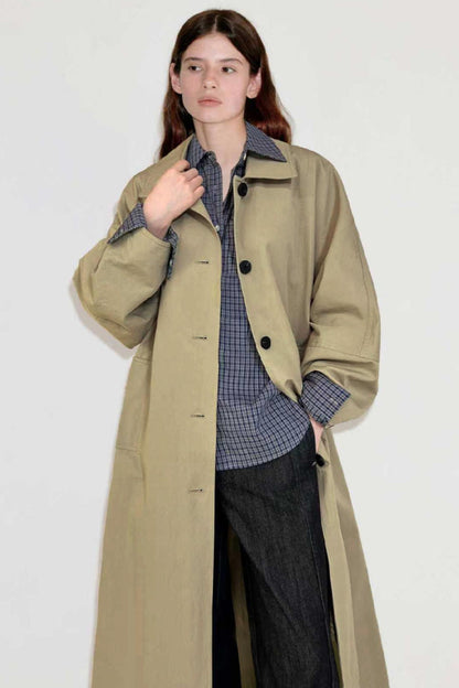 Cotton Brocade Minimal Trench Coat