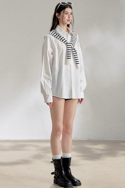 White Striped Oversize Shirt
