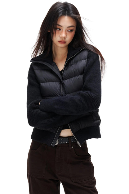 Ribbed Knitted Patchwork Jacket