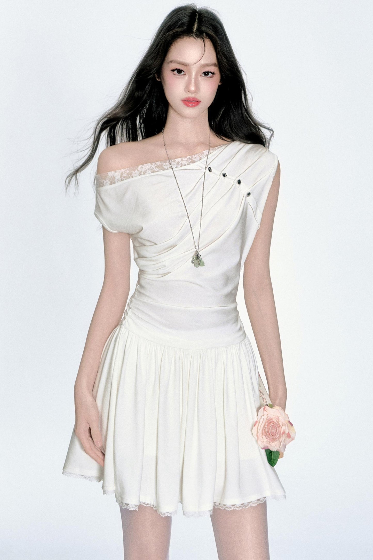 Lace Knit Asymmetric Dress