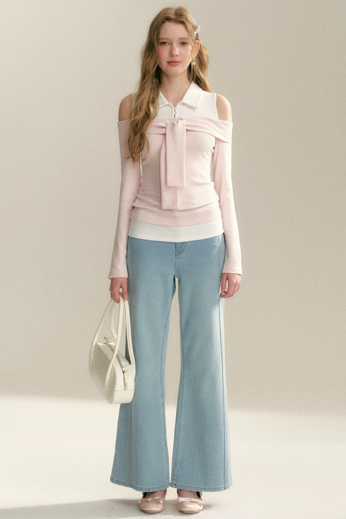 One-Shoulder Tie Patchwork Top