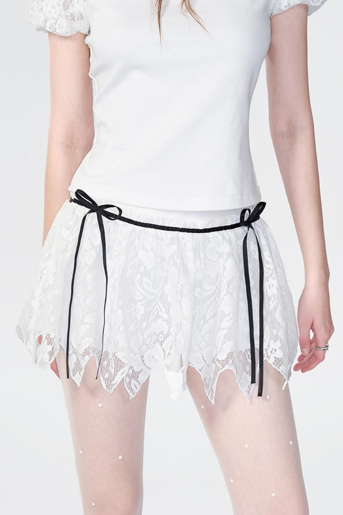 White Lace Bow Skirt