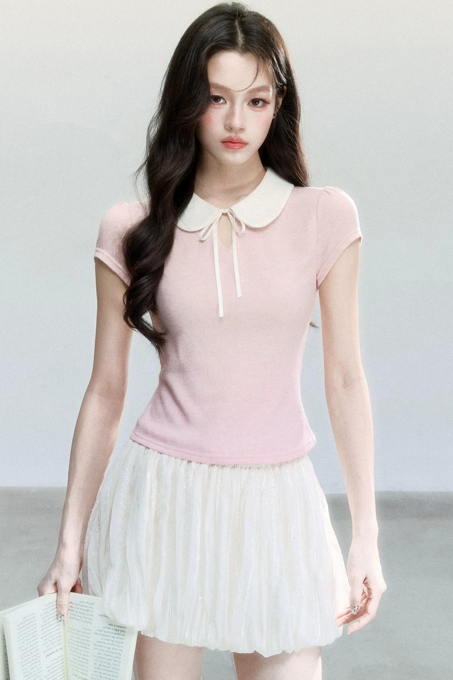 Top a Manica Corta con Collo a Camicia