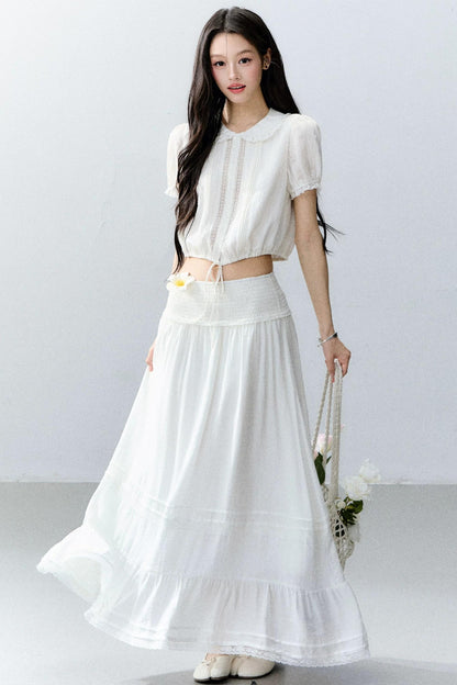 White Moonlight Lace Blouse Set-Up