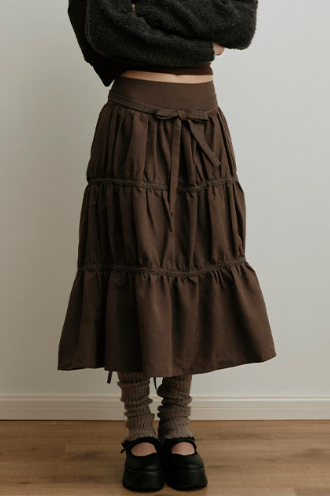 Sunset Suede Spliced Belt Umbrella Skirt
