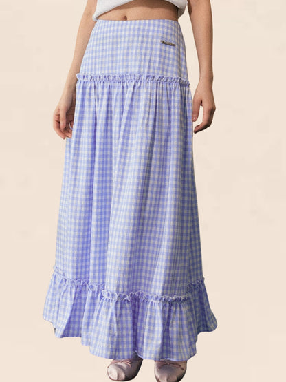 French Plaid Midi Skirt