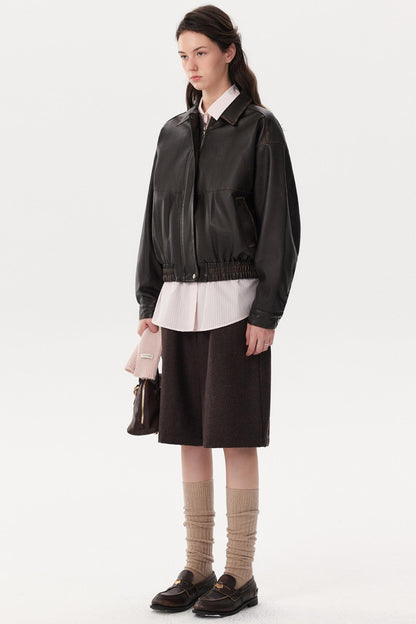 Retro Distressed Leather Jacket