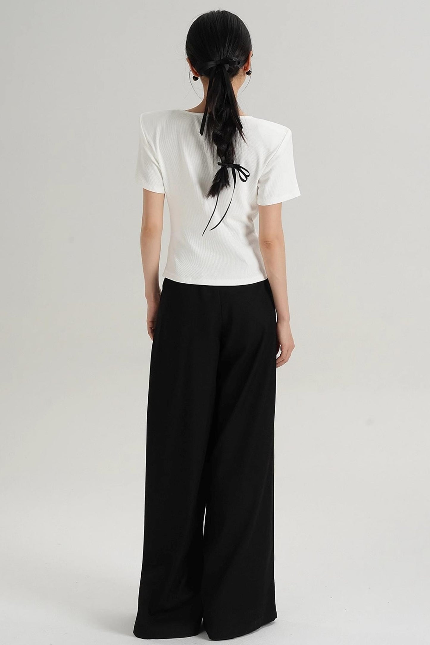 Pleated V-Neck Blouse