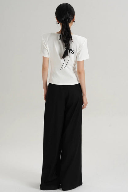 Pleated V-Neck Blouse