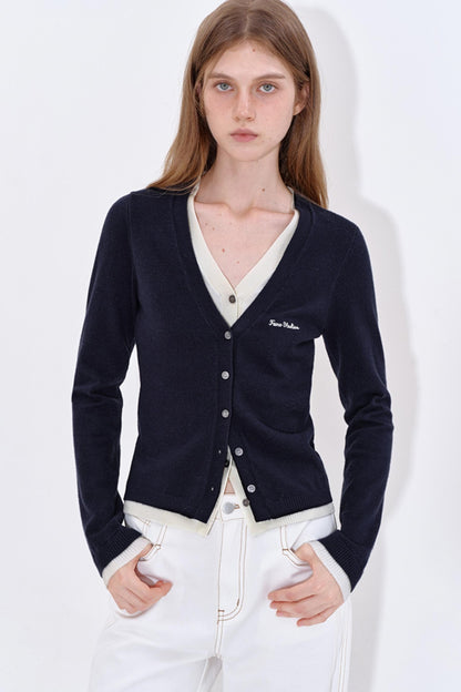 Color-Blocking Knit V-Neck Top