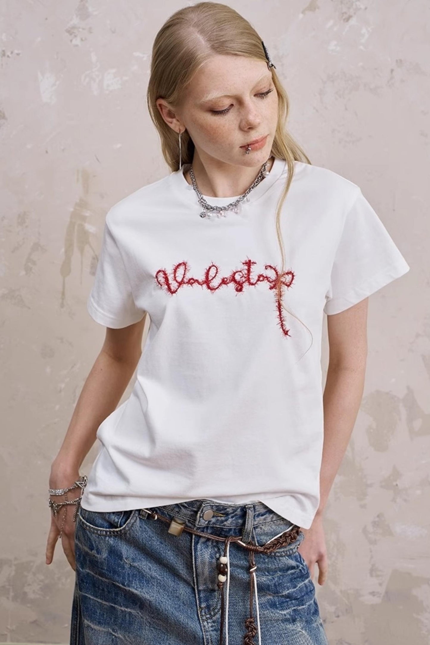 Embroidered Silk Tee