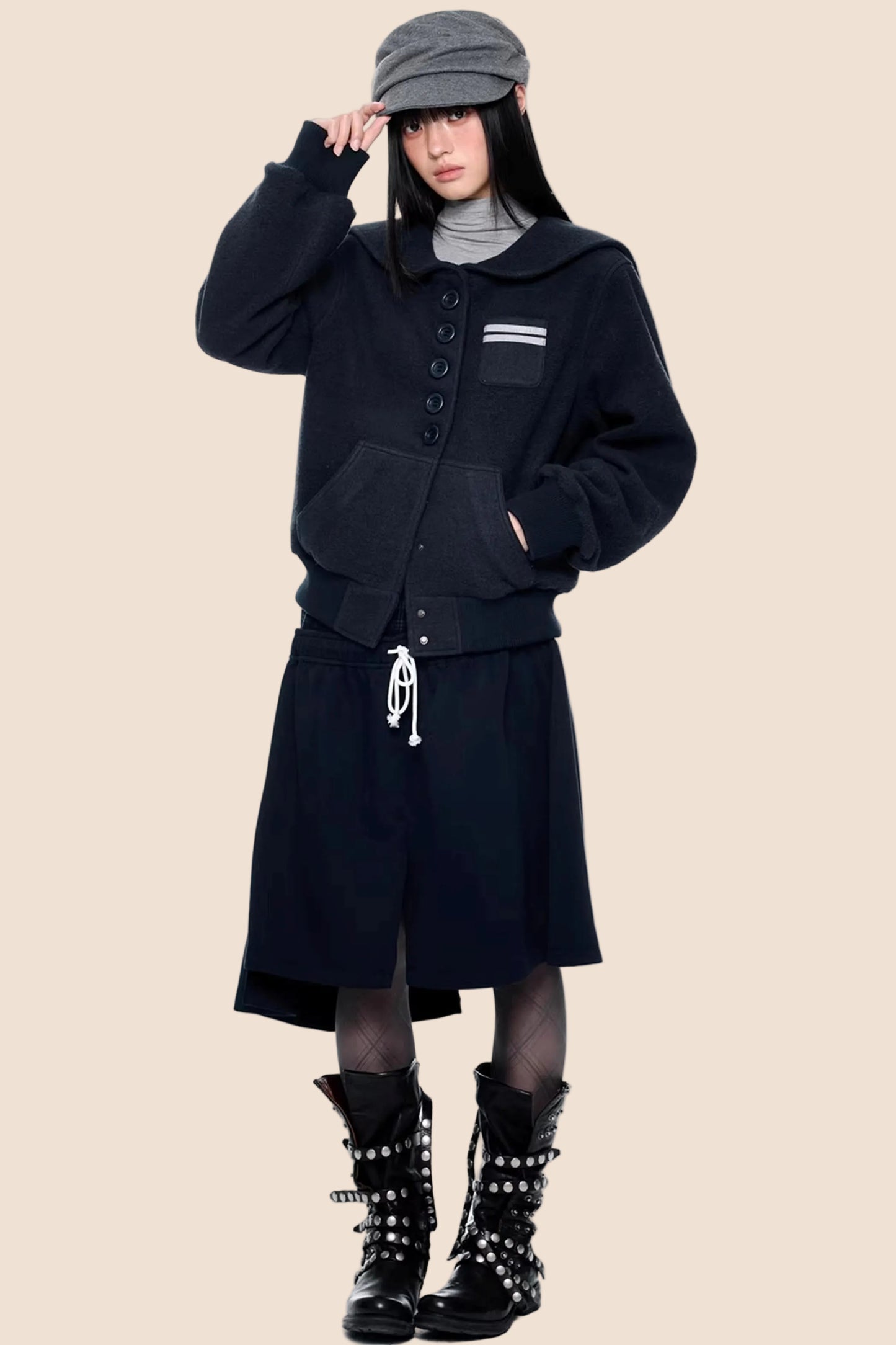 Patchwork Faux Two-Piece Skirt