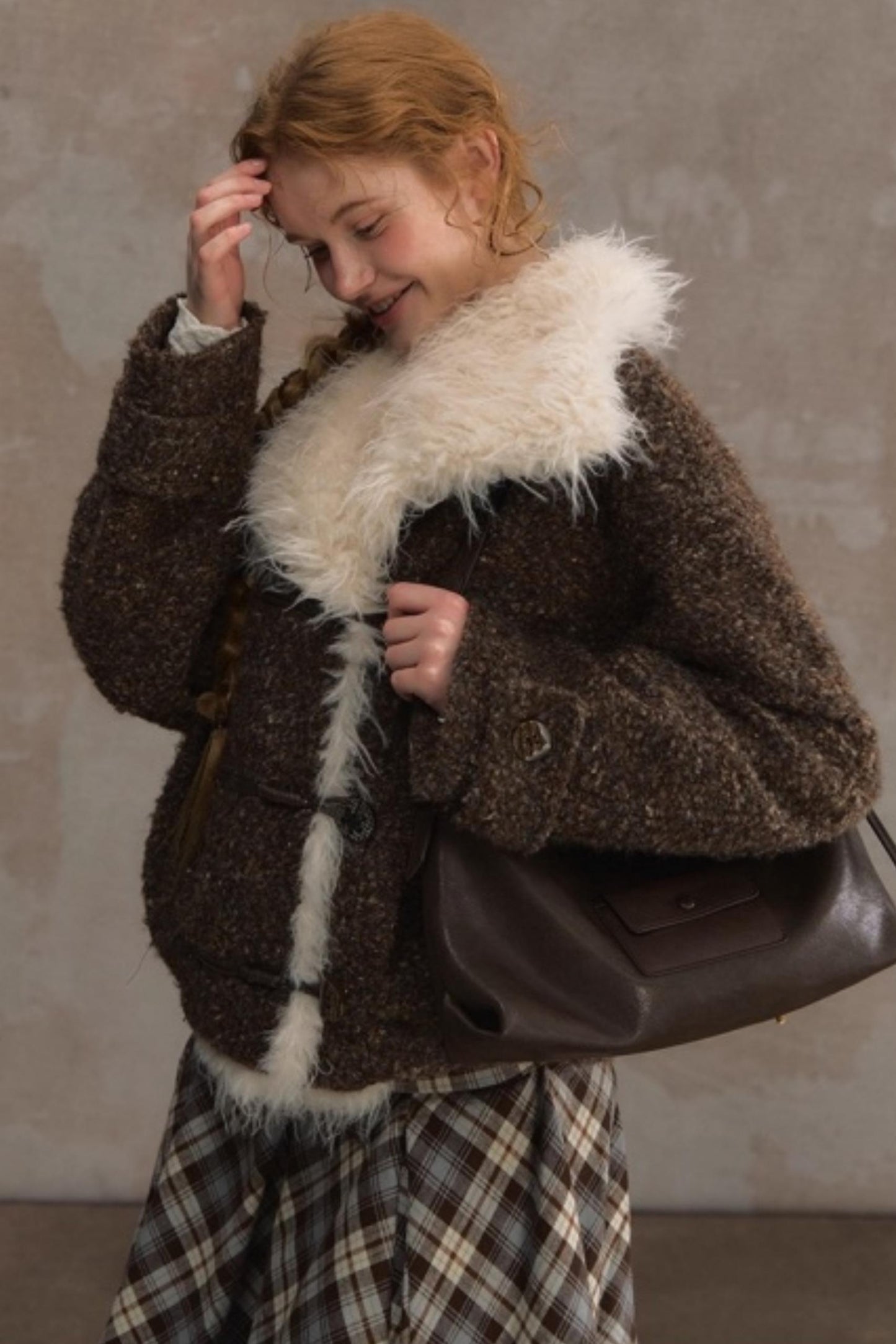 Vintage Wool Stand-Up Collar Short Jacket