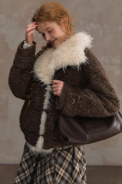 Vintage Wool Stand-Up Collar Short Jacket