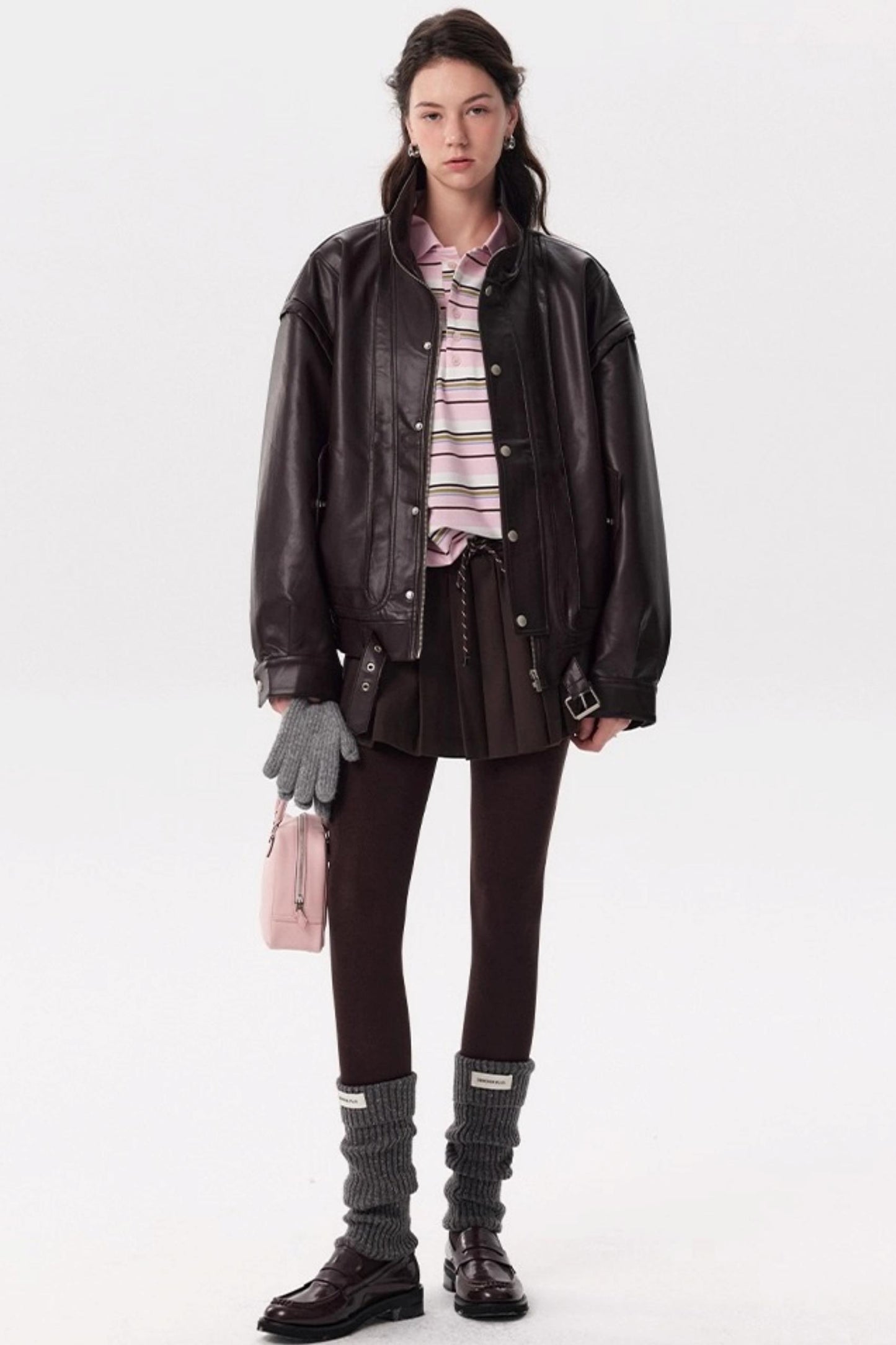 Autumn Chocolate Retro Leather Motorcycle Jacket