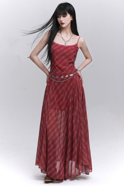 Pink Plaid Halter Dress