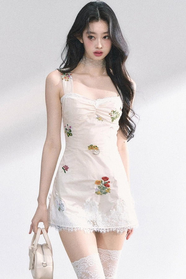 One-Shoulder Lace Mini Dress