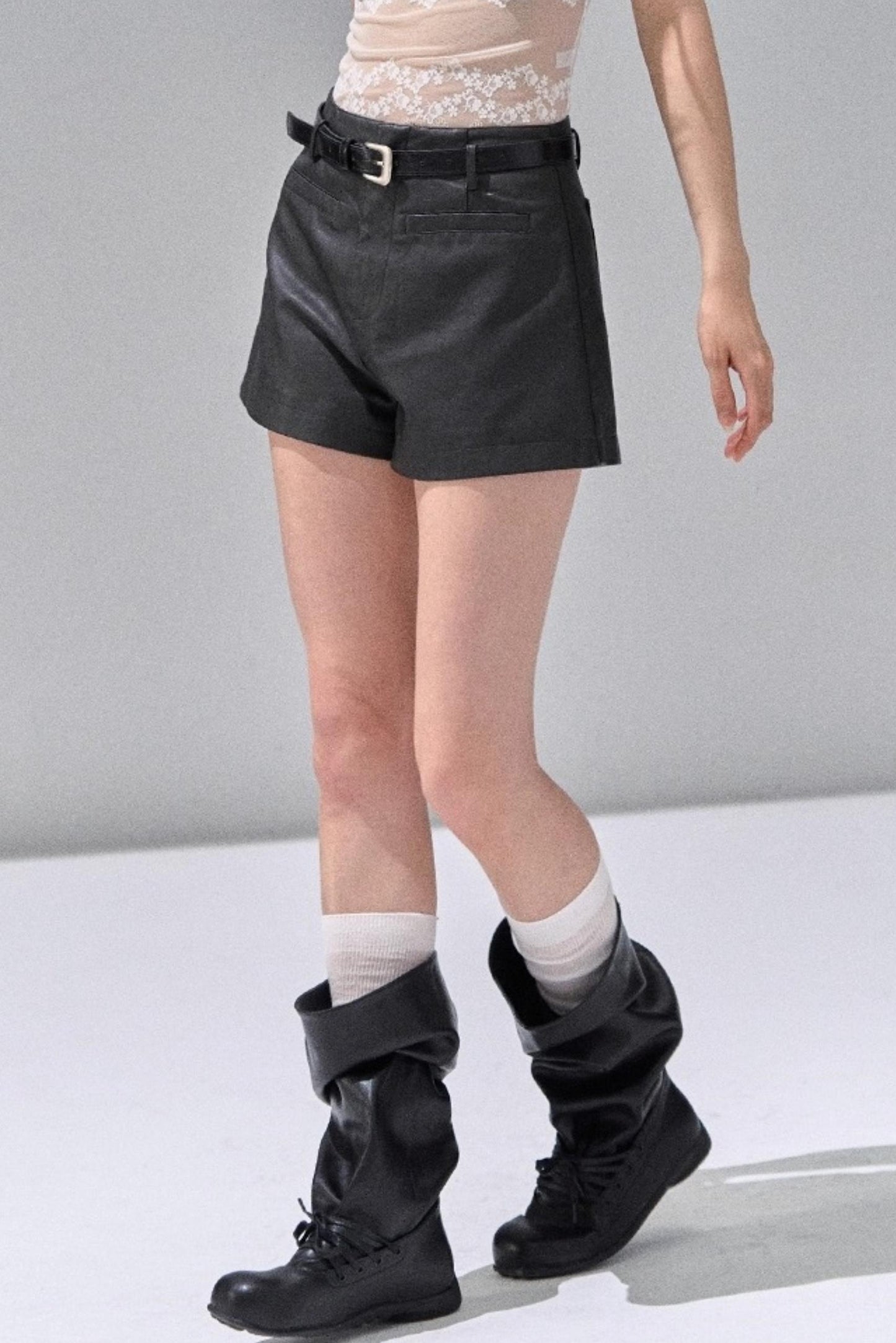 Black Leather Womens Shorts