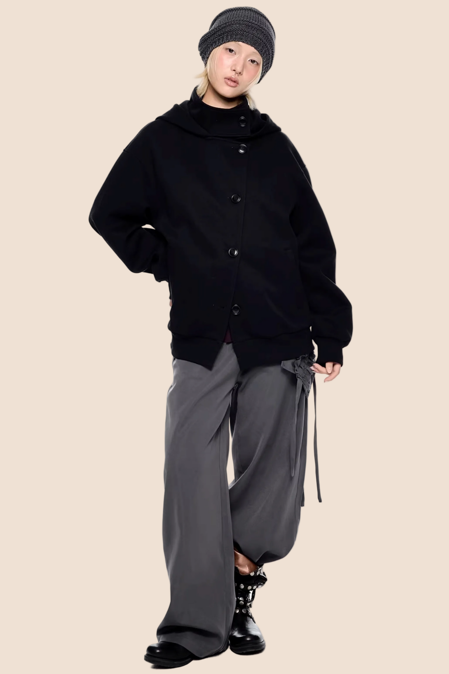 Retro Kapuzen-Sweatshirtjacke