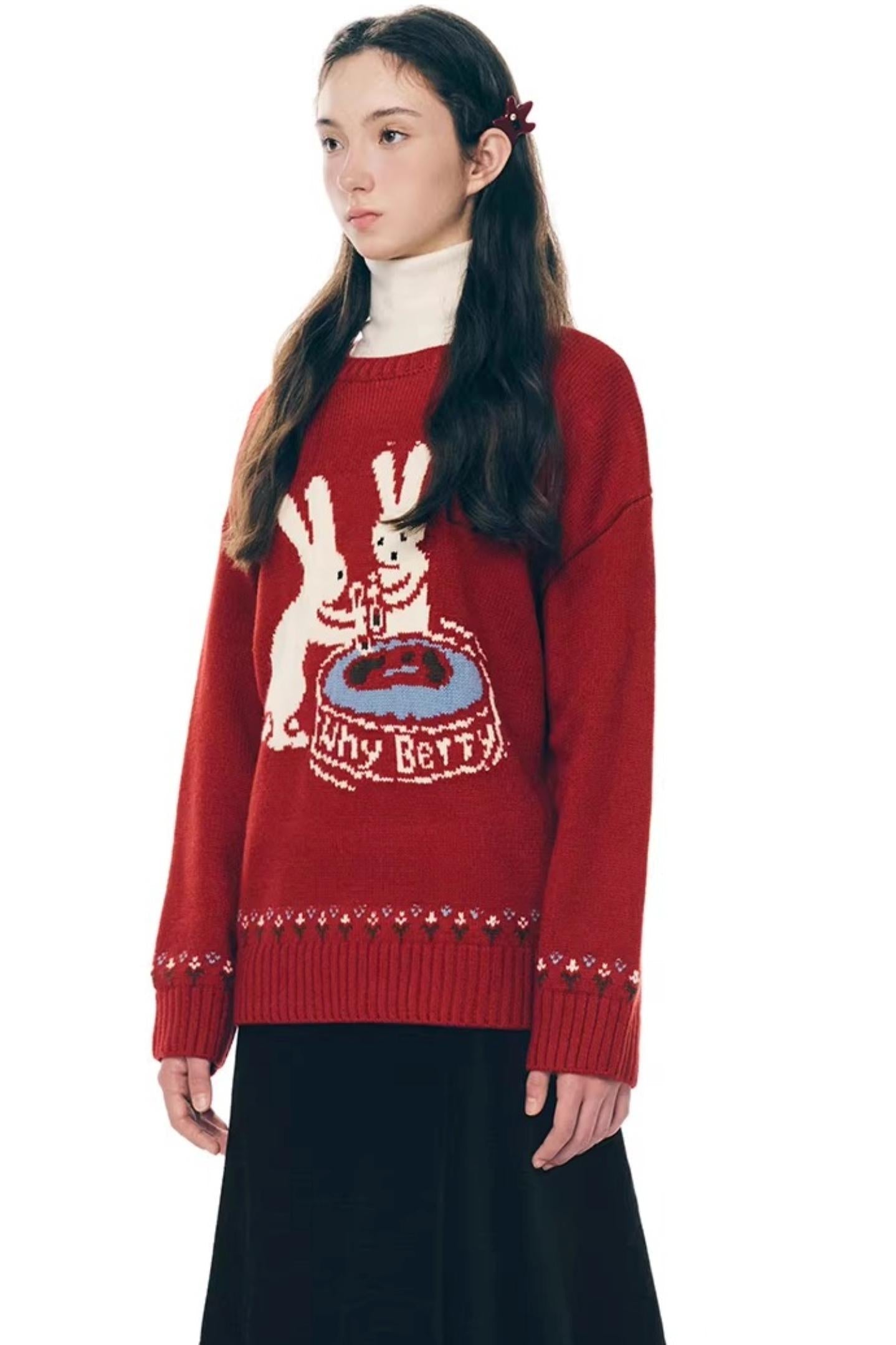 Red Rabbit Knitted Sweater