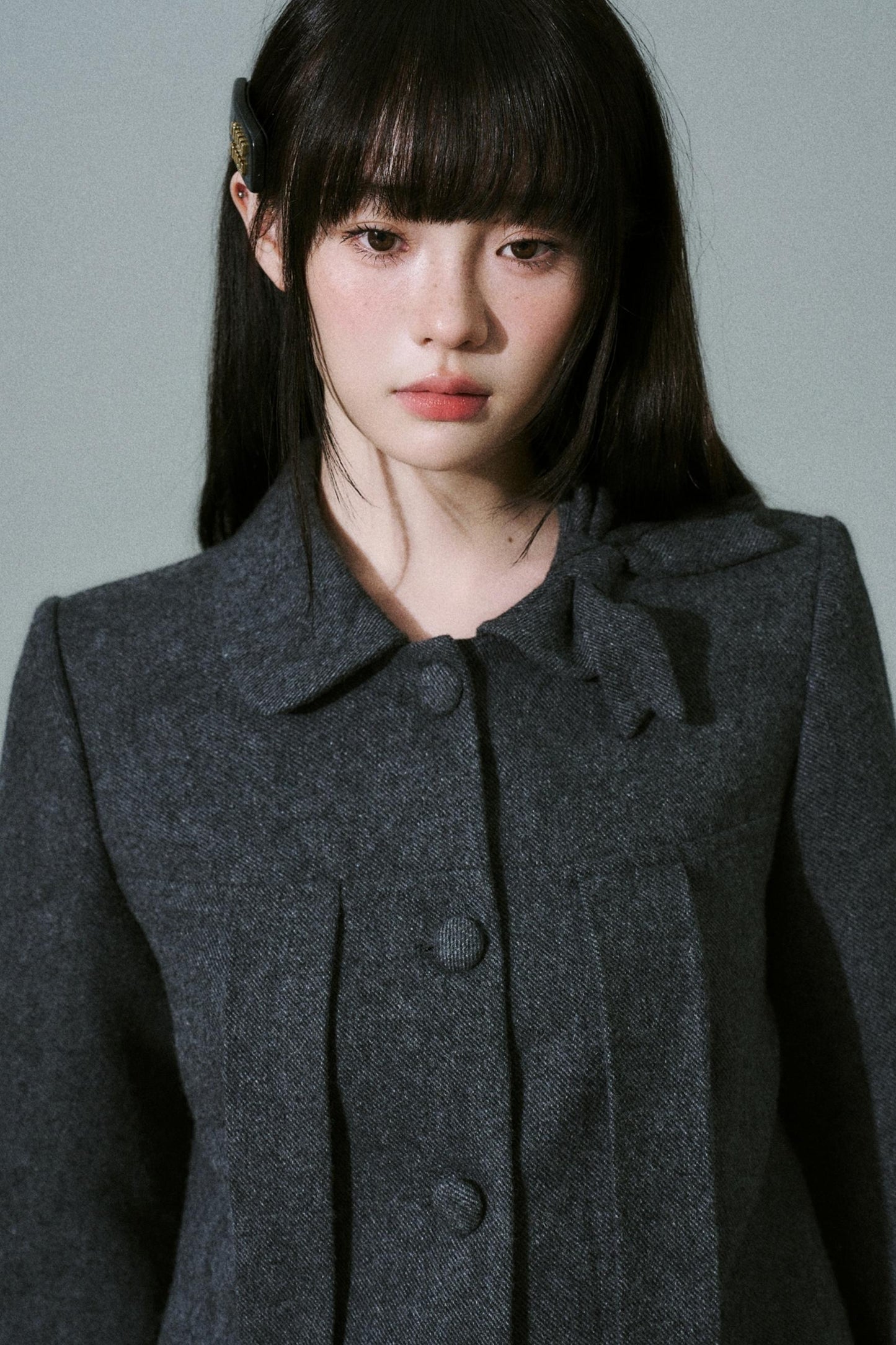 Wool Bow Tie Blazer Suit & Skirt Set-Up