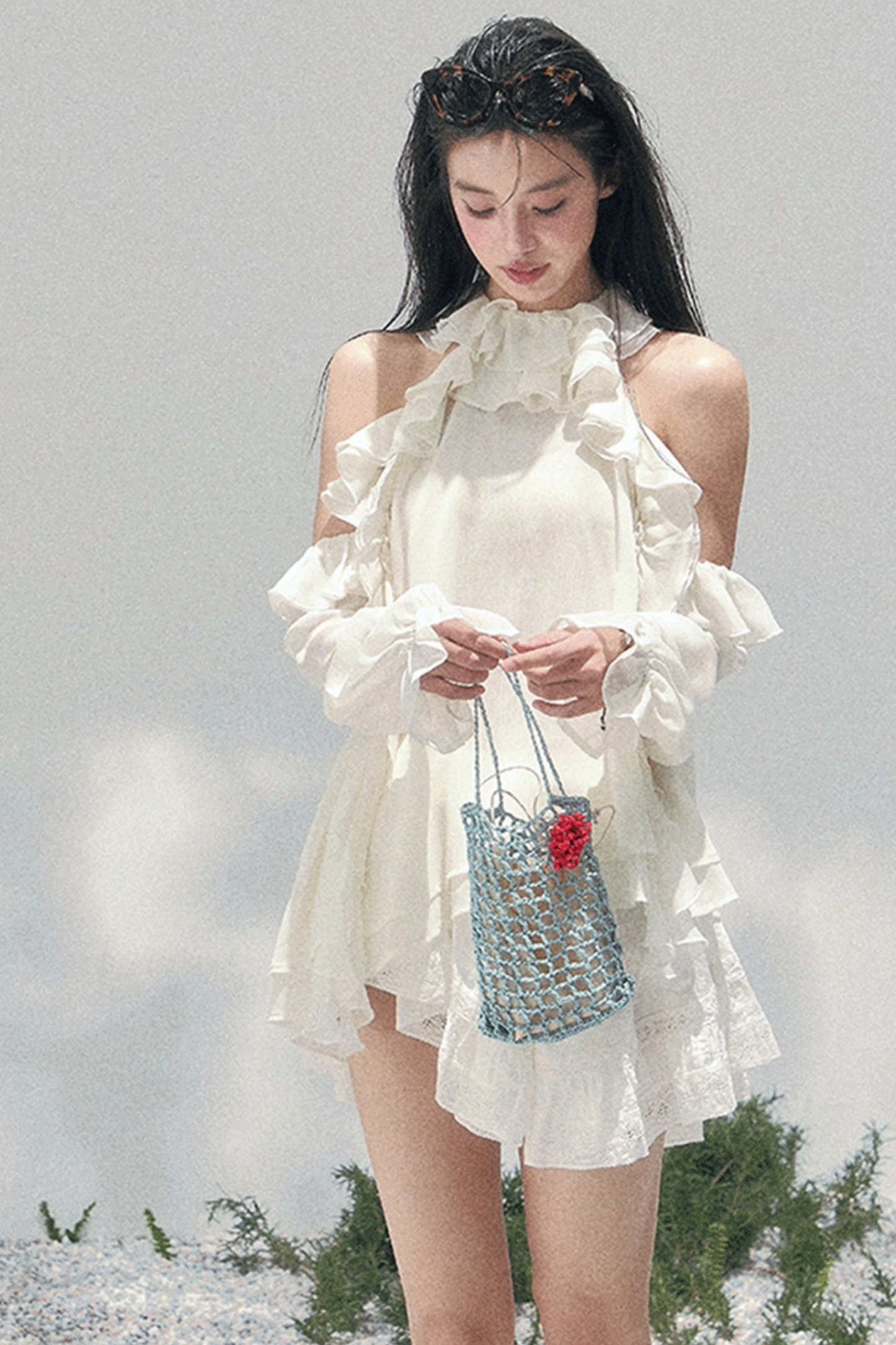 Ruffled Edge Off-Shoulder Top