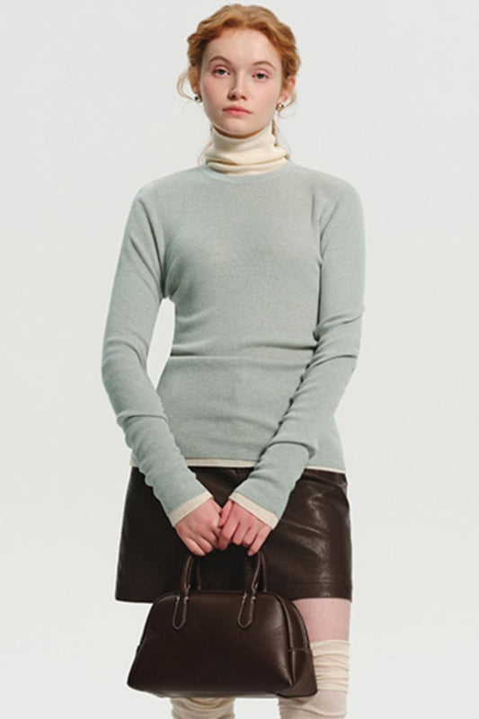 Women's Crew Neck Wool Knit Top