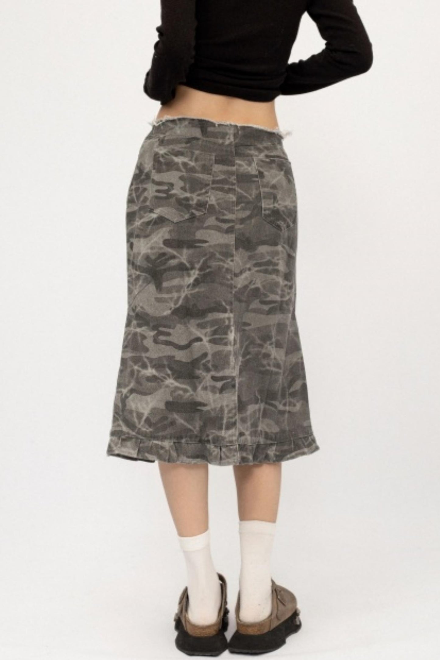 Retro Camouflage Ruffled Skirt