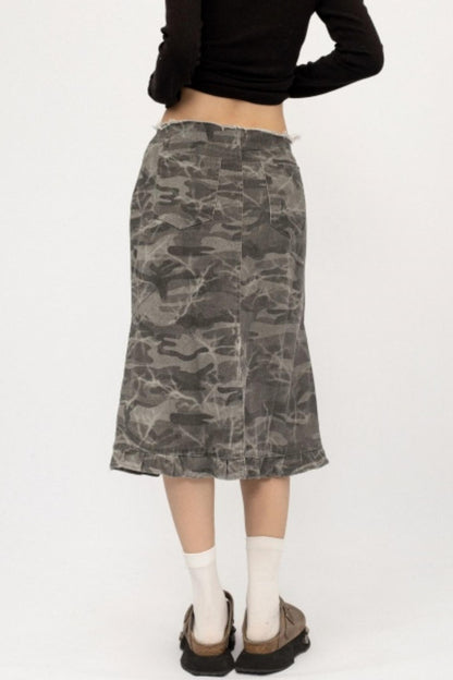 Retro Camouflage Ruffled Skirt