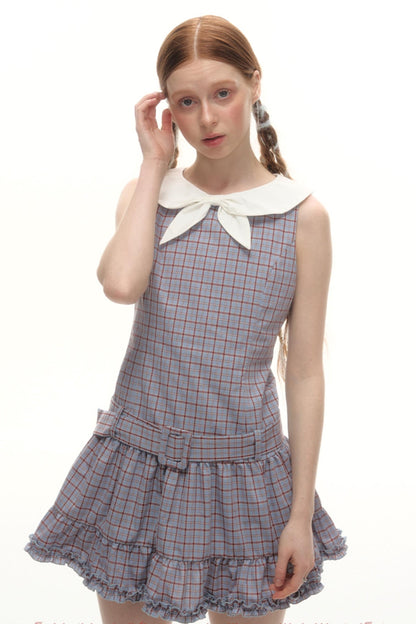 Elegant Plaid Lace Dress