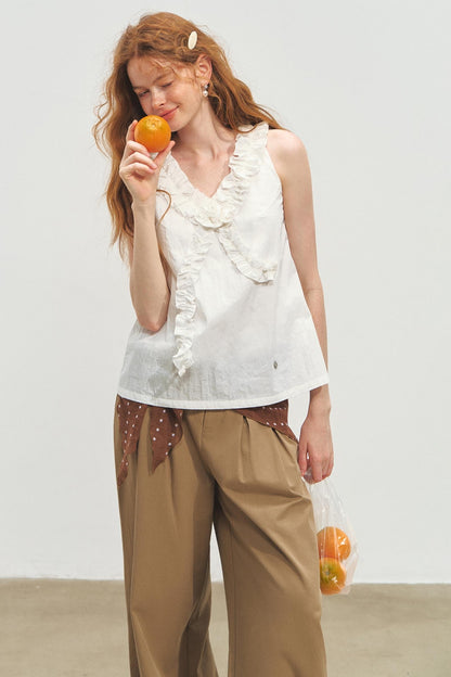 French V-Neck Lace Top