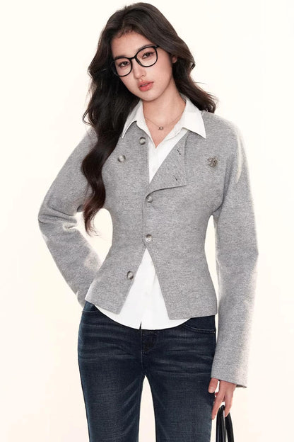 Gray Deconstructed Wool Cardigan