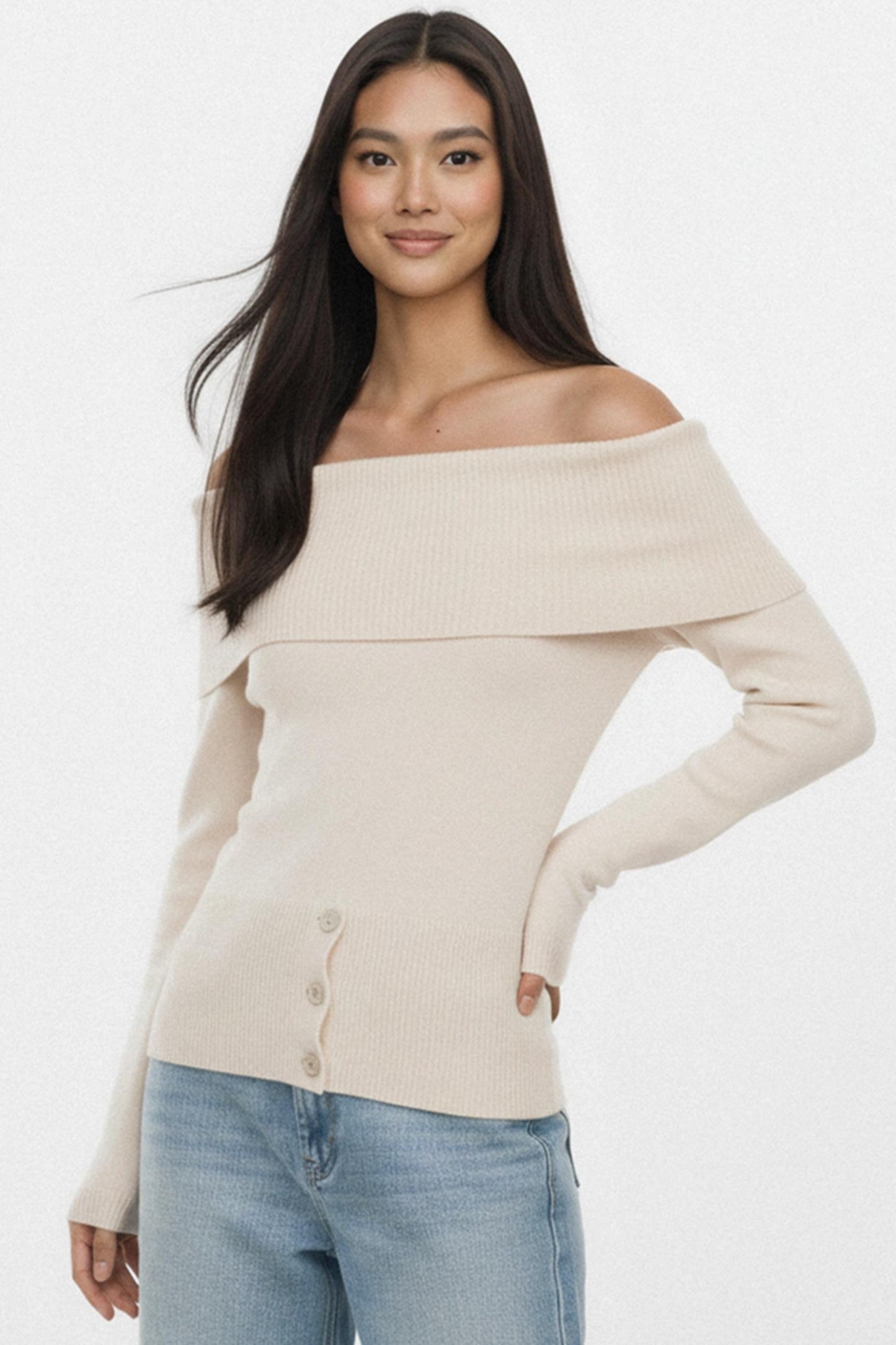 Off-White One-Shoulder Sweater
