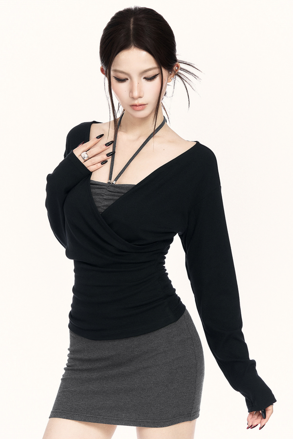 Color-Block Knit Two-Piece Set