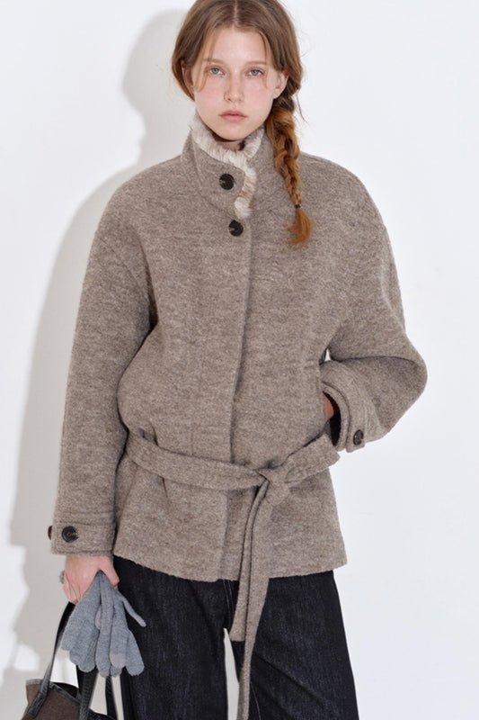 Relaxed Wool Patchwork Tweed Coat Womens Coat
