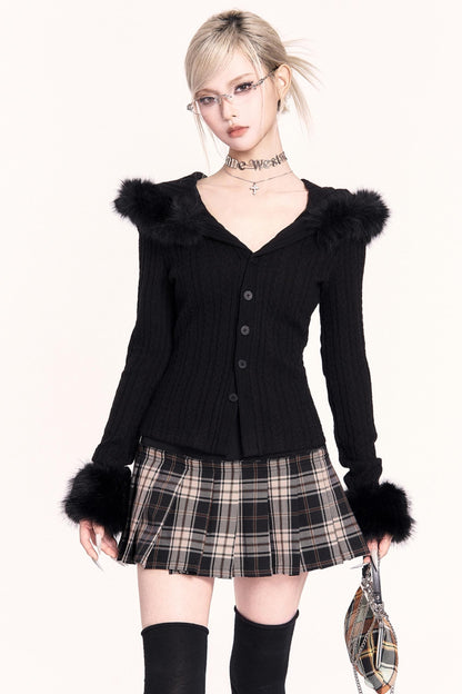 Detachable Fur Collar Hooded Top