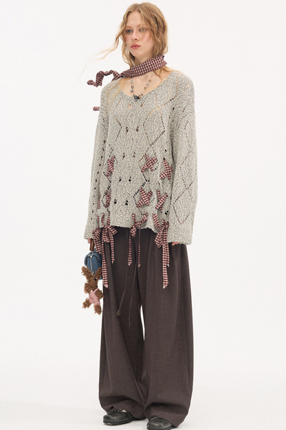 Strappy Quilted Hollow Sweater