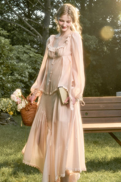 Elegant Vintage Tencel Air Fabric Two-Piece Set-Up