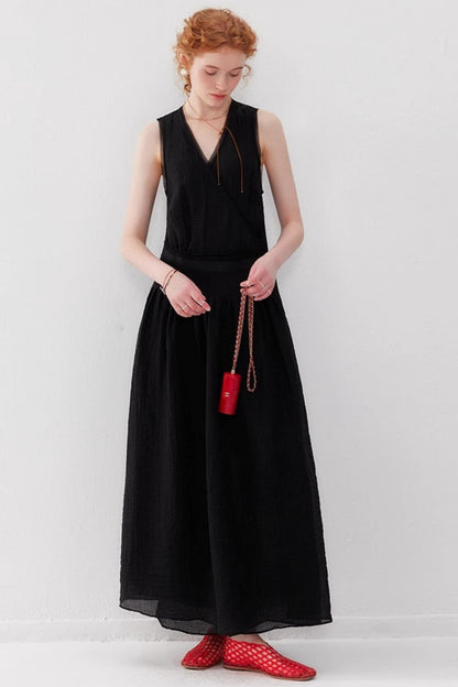 French Lace-Up Maxi Dress