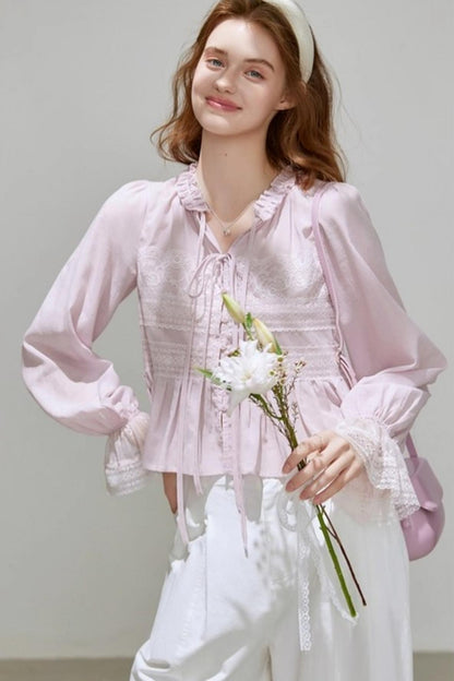 Autumn V-Neck Tencel Shirt